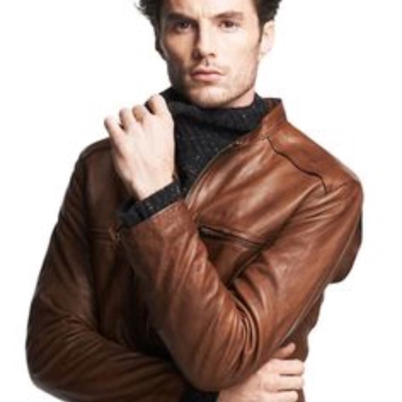 Coach Leather Racer Jacket In Saddle - Picture 6 of 8